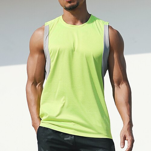 

Men's Sleeveless Workout Tank Top Running Tank Top Top Athletic Athleisure Summer Spandex Reflective Breathable Quick Dry Fitness Gym Workout Running Jogging Sportswear Solid Colored Plus Size