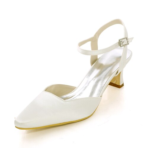 

Women's Wedding Shoes Wedding Heels Wedding Sandals Bridesmaid Shoes Block Heel Square Toe Satin Ankle Strap Solid Colored Light Pink Dark Purple Light Grey