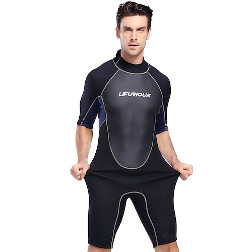

Men's Shorty Wetsuit 3mm SCR Neoprene Diving Suit Thermal Warm UV Sun Protection Anatomic Design High Elasticity Half Sleeve Back Zip - Swimming Diving Surfing Scuba Patchwork Spring Summer Winter