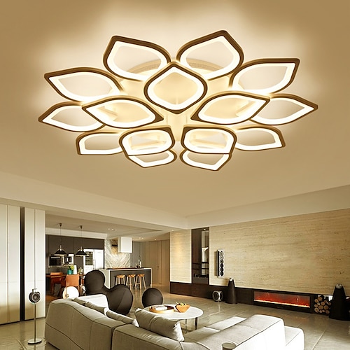 

6/8/12/15 Heads LED Ceiling Light Lotus Design Ceiling Lamp Modern Artistic Metal Acrylic Style Stepless Dimming Bedroom Painted Finish Lights 110-240V ONLY DIMMABLE WITH REMOTE CONTROL Flower Design