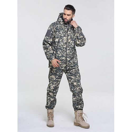 

Men's Hunting Jacket with Pants Outdoor Waterproof Ventilation Wearproof Fall Spring Camo / Camouflage Polyester Camouflage Color Jungle camouflage Camouflage