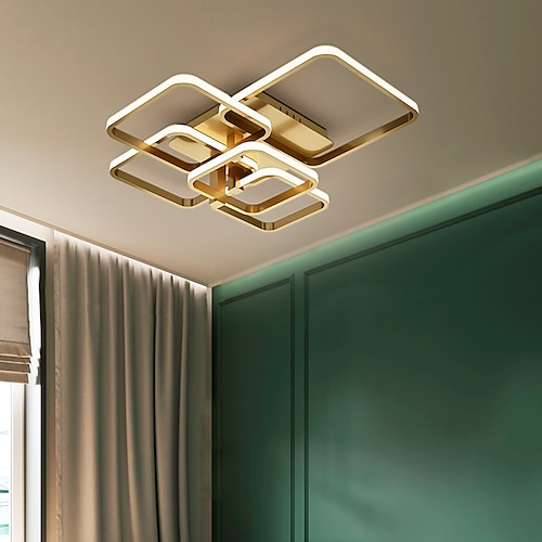 

3/5 Heads LED Ceiling Light Square Design Gold Geometric Shapes Flush Mount Lights Copper Brass LED Nordic Style 220-240V