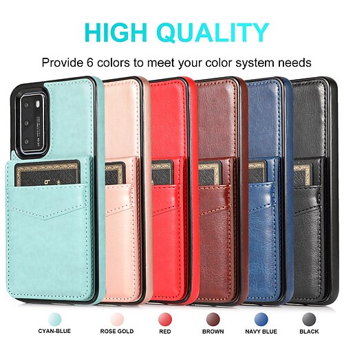 

Phone Case For Huawei Back Cover Wallet Card P40 P40 Pro P30 P30 Pro P30 Lite Huawei Mate 20 lite Huawei Mate 20 pro Huawei Mate 20 P40 lite Mate 30 Wallet Card Holder Shockproof Solid Colored PU