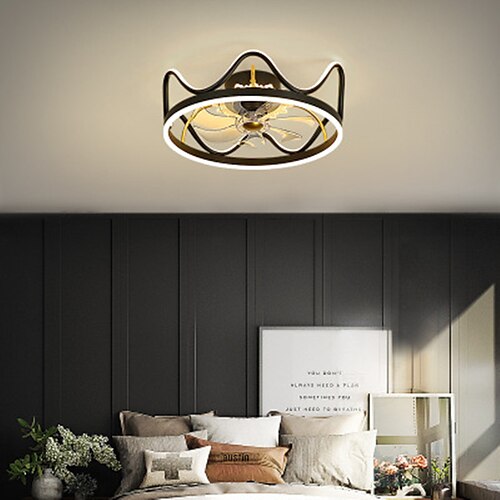 

46/56 cm LED Ceiling Fan Light Dimmable Nordic Modern Crown Geometric Shapes Ceiling Fan Metal Modern Style Novelty Painted Finishes LED Modern 220-240V