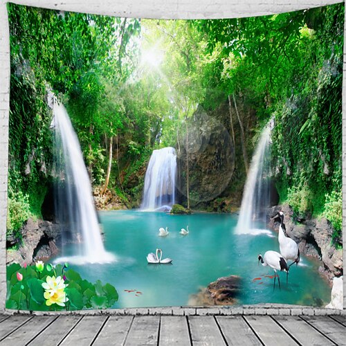 

Majestic Waterfall Scenery Wall Tapestry Art Decor Blanket Curtain Hanging Home Bedroom Living Room Decoration