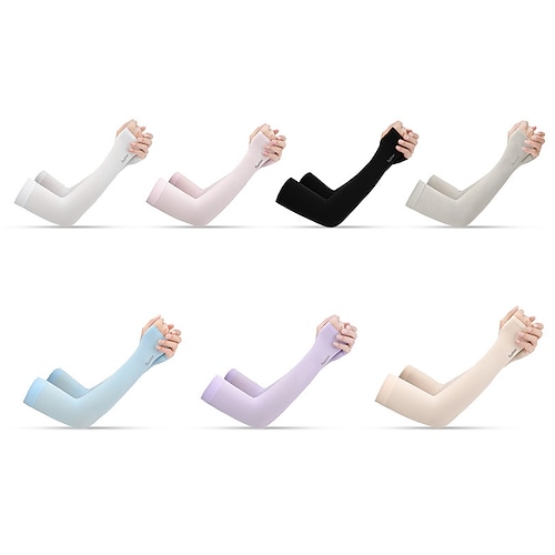

1 set Men's Women's UV Sun Protection Cooling Arm Sleeves Summer Outdoor Sunscreen Breathable Quick Dry High Elasticity Cycling Sleeves Sun Sleeves Solid Color Polyester Purple Rosy Pink Khaki for