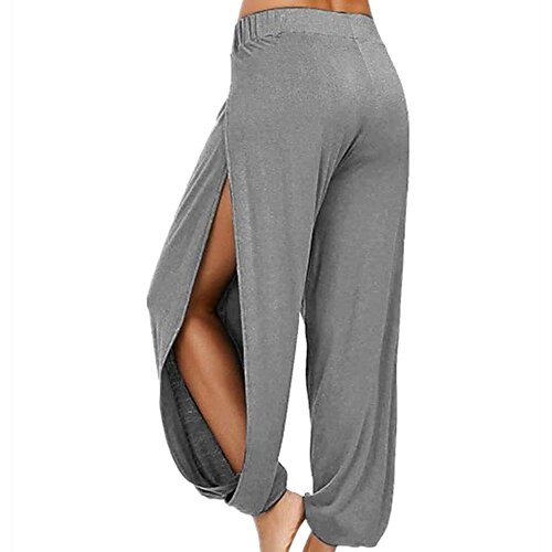 

Women's High Slit Harem Pants Women Hippie Trousers Side Slit Sport Workout Sweatpants Loose Black Dark Blue Light gray Dark Gray White S M L XL XXL