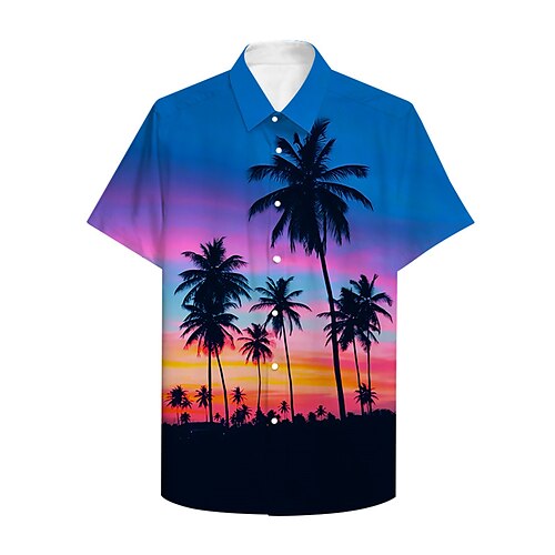 

Men's Shirt Summer Hawaiian Shirt Graphic Shirt Graphic 3D Turndown Rainbow 3D Print Casual Daily Short Sleeve 3D Print Button-Down Clothing Apparel Designer Casual Hawaiian