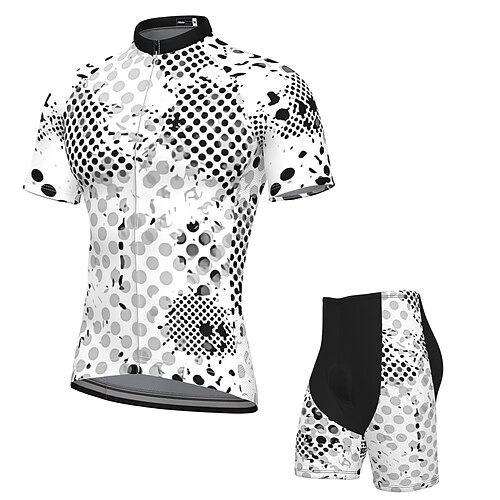 

21Grams Men's Cycling Jersey with Shorts Short Sleeve Mountain Bike MTB Road Bike Cycling White Graphic Bike Clothing Suit 3D Pad Breathable Quick Dry Moisture Wicking Reflective Strips Polyester