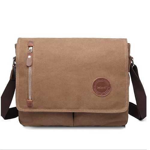 

Men's Canvas Bag Messenger Bag Crossbody Bag Solid Color Daily Office & Career Black Dark Gray Coffee