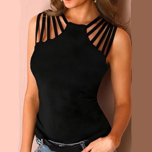 

Women's Camisole Green Blue Gray Sexy Sleeveless Daily Basic Streetwear Round Neck Regular S