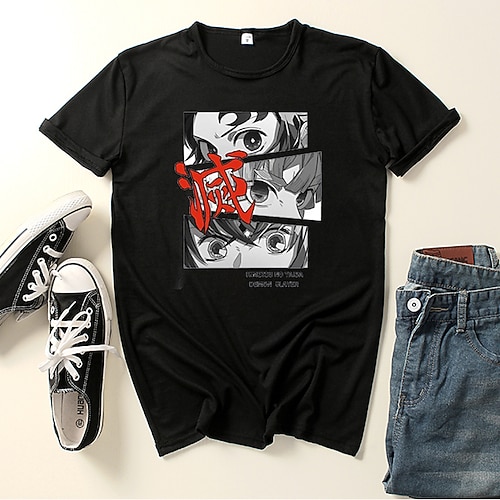 

Inspired by Demon Slayer: Kimetsu no Yaiba Kamado Tanjirou Cosplay Costume T-shirt 100% Cotton Graphic Prints Printing Harajuku Graphic T-shirt For Women's / Men's