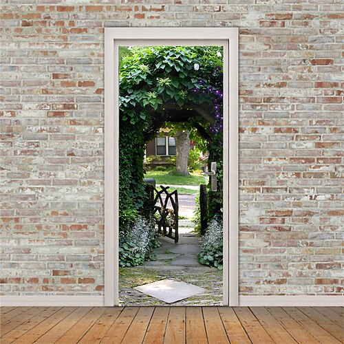 

3d 2pcs selvklebende kreative dørklistremerker stue soverom DIY dekorative hjemmevanntette veggklistremerker 77x200cm 30.3 x78.7 (77x200cm), 2 stk sett