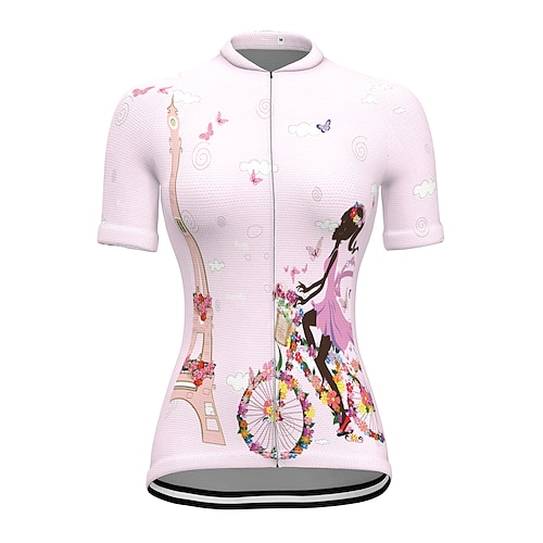 

21Grams Femme Maillot Velo Cyclisme Manche Courte Cyclisme Maillot Top avec 3 poches arrière VTT Vélo tout terrain Vélo Route Séchage rapide Respirable Evacuation de l'humidité Doux Noir Blanche Rose