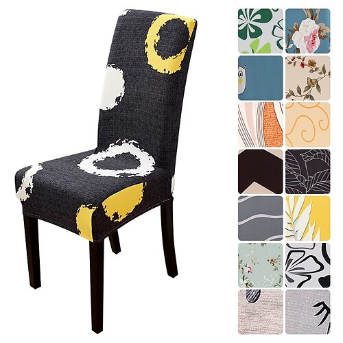 

Dining Chair Cover Stretch Chair Seat Slipcover Soft Floral Flower Pattern Durable Washable Furniture Protector For Dining Room Party