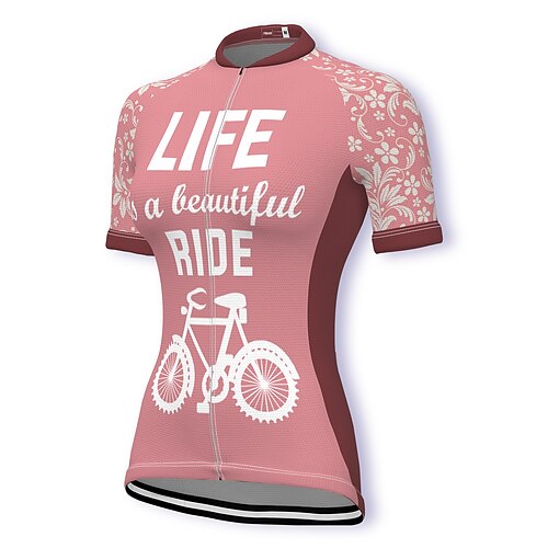 

21Grams Women's Cycling Jersey Short Sleeve Bike Jersey Top with 3 Rear Pockets Mountain Bike MTB Road Bike Cycling Fast Dry Breathable Quick Dry Moisture Wicking Rosy Pink Graphic Polyester Spandex