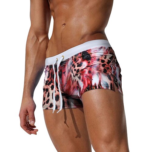 

Herre Badeshorts Hurtigtørkende Surfeshorts Badedrakt Med lommer Snorer Svømming Surfing Strand Vannsport Leopard Sommer