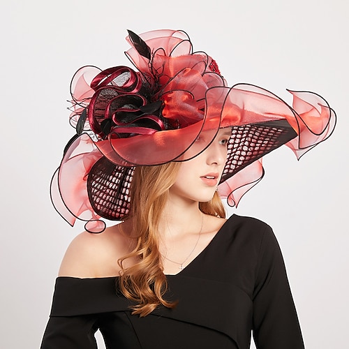 

Headwear Organza Feathers Bucket Hat Wedding Melbourne Cup European Style With Sequin Headpiece Headwear