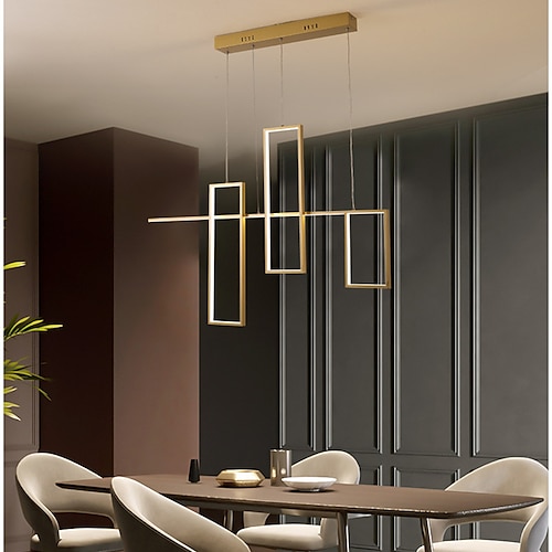 

80 cm LED Pendant Light Black Gold Geometric Shapes Single Design Chandelier Aluminum Artistic Style Stylish Geometrical Painted Finishes Artistic LED 110-120V 220-240V