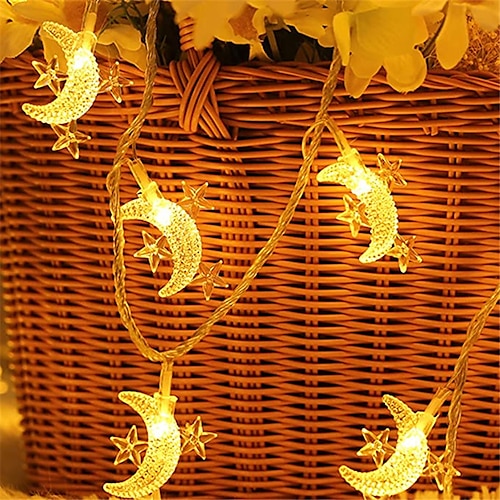 

Ramadan Eid Lights Ramadan LED Star Moon Fairy Garland String Lights for Eid al-Fitr Wedding Home Indoor Decoration Light 1.5m 3m 6m 10m