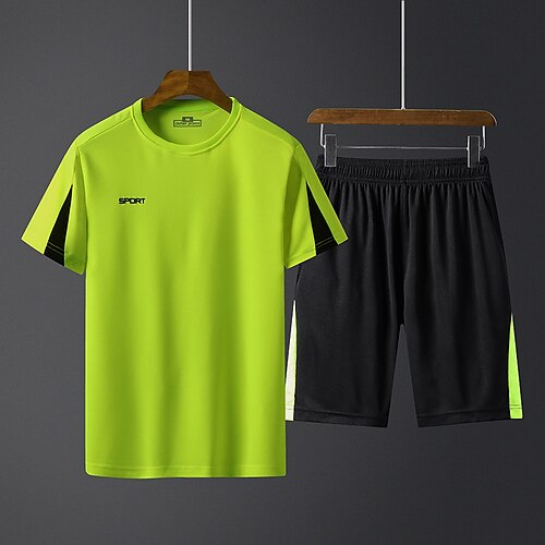 

Men's T shirt Hiking Tee shirt with Shorts Short Sleeve Crew Neck Pants / Trousers Bottoms Clothing Suit Outdoor Quick Dry Lightweight Breathable Sweat wicking Autumn / Fall Spring Summer Ice Silk