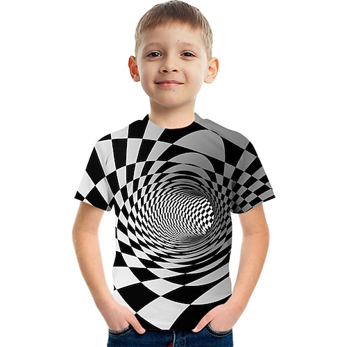 

Bambino Da ragazzo maglietta 3D Print Scuola Stampa 3D Manica corta Attivo 3-12 anni Estate Bianco