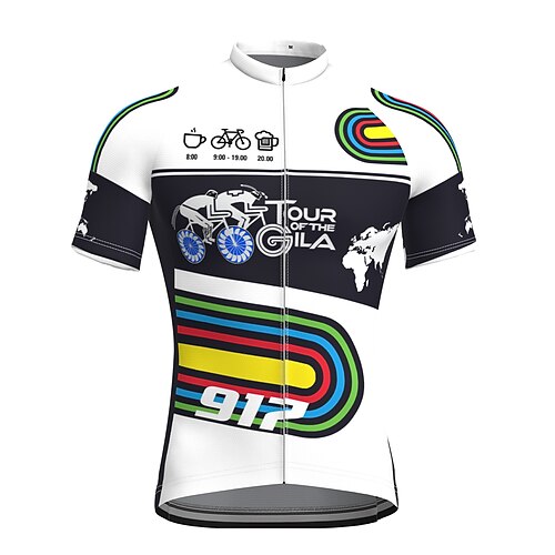 

21Grams Men's Cycling Jersey Short Sleeve Bike Jersey Top with 3 Rear Pockets Mountain Bike MTB Road Bike Cycling Breathable Quick Dry Moisture Wicking Soft White Graphic Rainbow Polyester Spandex
