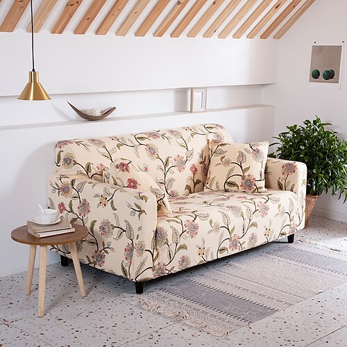 

Stretch Sofa Cover Slipcover Elastic Sectional Couch Armchair Loveseat 4 or 3 seater L shaped Sofa Furniture Protector Flower Floral Anti-Slip Cover Soft Washable