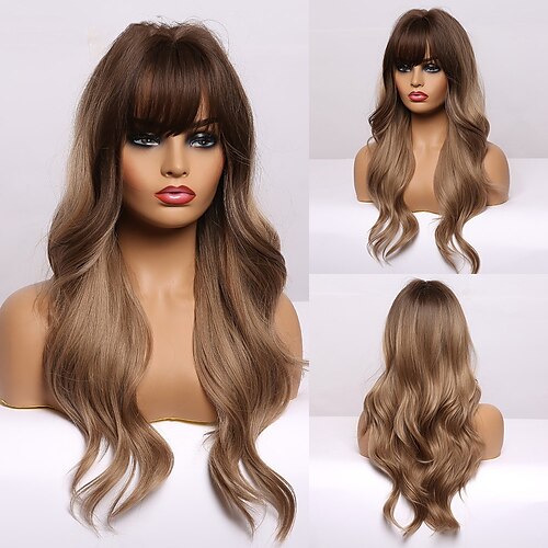 

Synthetic Wig Curly Neat Bang Wig Medium Length A15 Synthetic Hair Women's Cosplay Party Fashion Brown Blond Wig Ombre Wig Long Wave Wig Wig for White Women