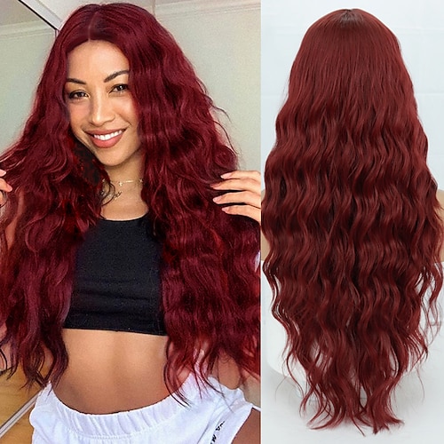 

Synthetic Wig Deep Wave Middle Part Wig Medium Length A1 A2 A3 A4 A5 Synthetic Hair Women's Cosplay Party Fashion Red Blue