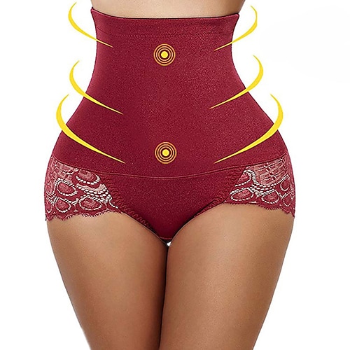 

Corset Women's Control Panties Shapewears Office Running Gym Yoga Plus Size Maroon Almond Black Spandex Sport Breathable Seamed Lace Up Tummy Control Push Up Solid Color Lace Spring Summer