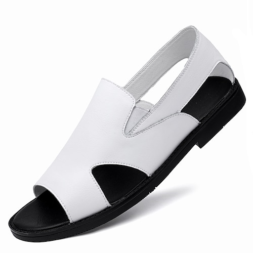 

Men's Sandals Comfort Shoes Crib Shoes Casual Daily Office Career Cowhide White Black Spring Summer