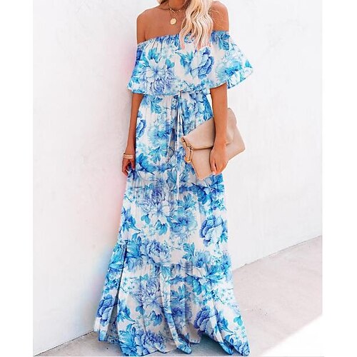 

Women's Long Dress Maxi Dress Blue pink Black Sky Blue S M L XL XXL