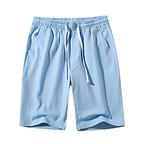 

Men's Beach Shorts Simple Short Holiday Cotton Shorts Black Blue