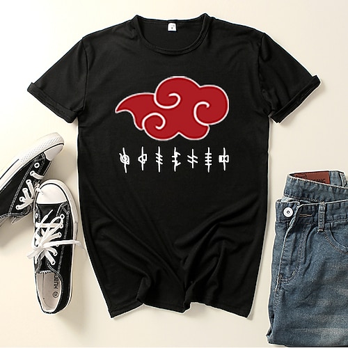 

Naruto Akatsuki Cosplay Kostüm T-Shirt-Ärmel Anime Grafik-Drucke Print Harajuku Grafik T-shirt T-Shirt Für Herren Damen Erwachsene Polyester / Baumwollmischung