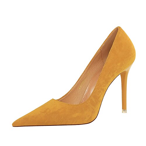 

Women's Heels High Heels Stiletto Heel Pointed Toe Suede Loafer Solid Colored Almond Black Yellow