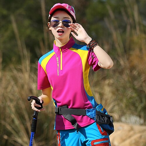 

Women's T shirt Hiking Tee shirt Long Sleeve Tee Tshirt Top Outdoor UV Sun Protection Quick Dry Lightweight Breathable Spring Summer 8518 orange short sleeve 8518 Rose Red Short Sleeve 8518 Rose Red