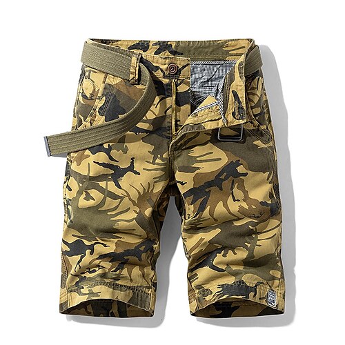 

Per uomo Pantaloncini modello cargo Pantaloncini Multi tasca Gamba dritta Mimetico Comfort Indossabile Lunghezza del ginocchio Esterno Giornaliero 100% cotone Sportivo Moda Giallo Verde militare