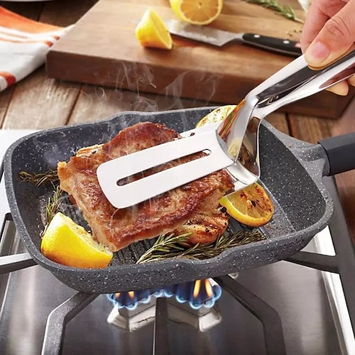 

Barbecue Tong Fried Steak Fish Shovel Stainless Steel Fried Fish Shovel BBQ Bread Clamp Kitchen Bread Meat Clamp DIY Cooking Kitchen Accessories