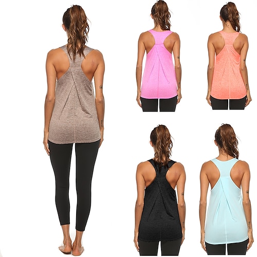 

Per donna Top yoga Estate Incrociato dietro Tinta unica Fuschia Arancione Elastene Yoga Fitness Allenamento in palestra Canotte Sport Abbigliamento sportivo Asciugatura rapida Traspirazione umidit