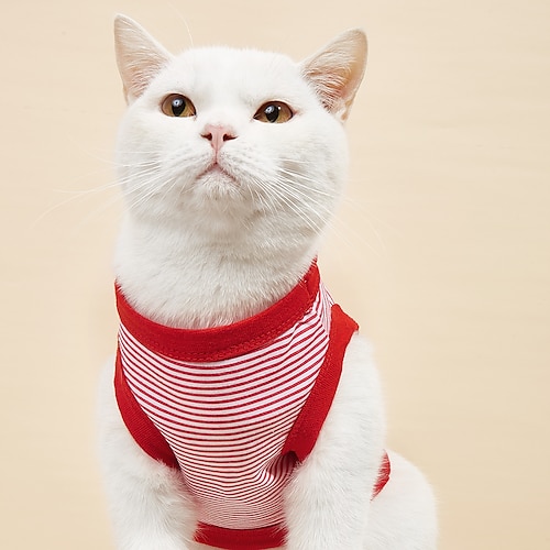 

Dog Cat Shirt / T-Shirt Vest Stripes Basic Adorable Cute Dailywear Casual / Daily Dog Clothes Puppy Clothes Dog Outfits Breathable Red Blue Costume for Girl and Boy Dog Cotton XS S M L XL XXL