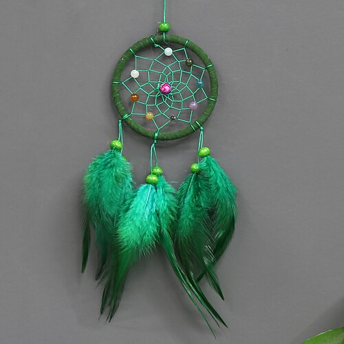 

Boho Dream Catcher Handmade Gift Wall Hanging Decor Art Ornament Craft Feather Openwork Flower Bead for Kids Bedroom Wedding Festival 307.5cm
