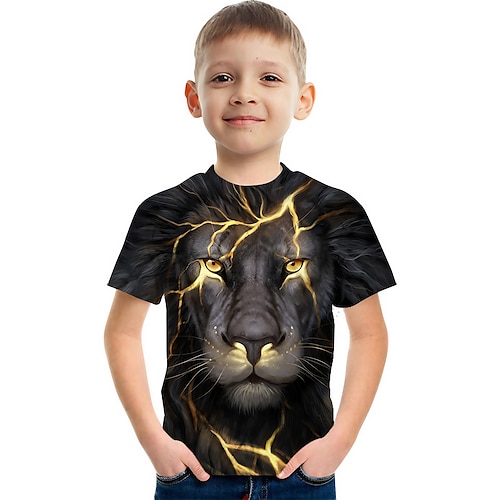 

Kids Boys Graphic 3D Print Short Sleeve Active 3-12 Years Summer Yellow