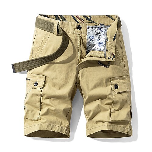 

Men's Cargo Shorts Shorts Hiking Shorts Multi Pocket Straight Leg Solid Colored Comfort Wearable Outdoor Daily 100% Cotton Sports Stylish Army Green Red