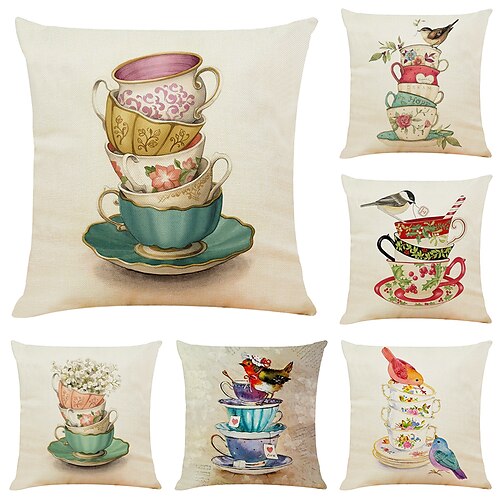 

6 pcs Pillow Cover Holiday Simple Modern Square Zipper Traditional Classic