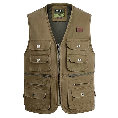 

Men's Hunting Gilet Outdoor Wearable Breathable Comfortable Spring Summer Solid Colored Cotton Army Yellow khaki off-white