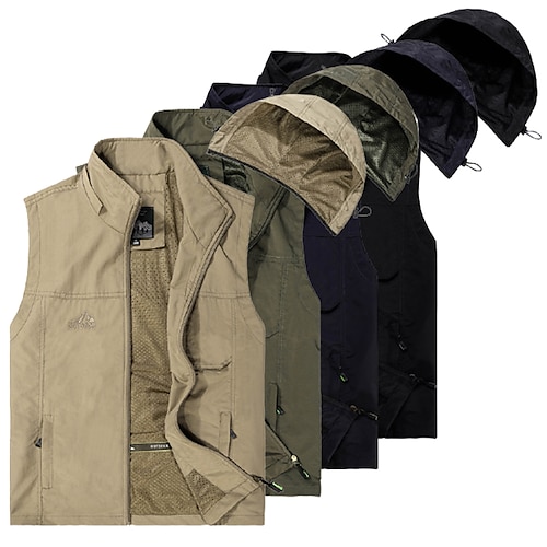 Men's Fishing Vest Hunting Gilet Outdoor Breathable Quick Dry Sweat-Wicking  Scratch Resistant Spring Summer Top Nylon Hunting Fishing Gray blue Black  khaki 2024 - $35.99