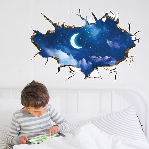 

3D / Starry Sky Wall Stickers Kids Room & kindergarten / Office, Pre-pasted PVC Home Decoration Wall Decal 1pc