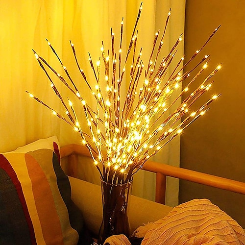 

Led Branch Light Battery Operated Lighted Branch Vase Filler Willow Tree Artificial Little Twig Power Brown 30 Inch 20 LED for Home Wedding Party Romantic Decoration