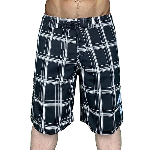 

Men's Swim Shorts Swim Trunks Board Shorts Bottoms Breathable Quick Dry Drawstring With Pockets - Swimming Surfing Beach Water Sports Grid Pattern Summer